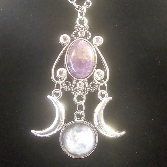 Amethyst Stainless Steel Necklace - Picture 2 of 2